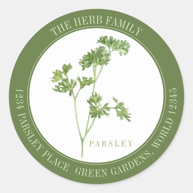 Adesivo FRESH PARSLEY - Vedantes de envelopes redondos gra (Frente)