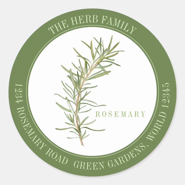 Adesivo FRESH ROSEMARY Large Round Envelope Seals - Verde (Frente)
