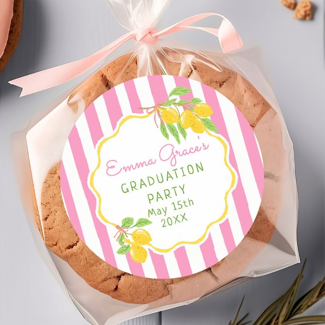 Adesivo Freshly Graduated Lemon Pink Stripes Graduation (Criador carregado)