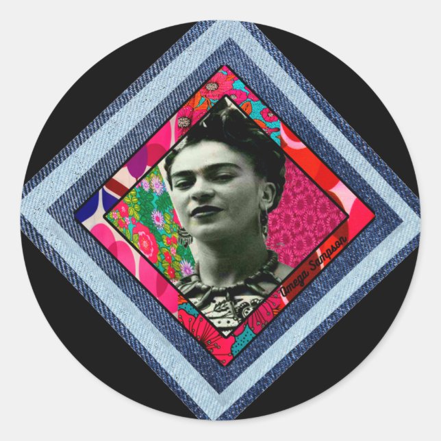 Adesivo Frida Kahlo Retro Denim Diamond (Frente)