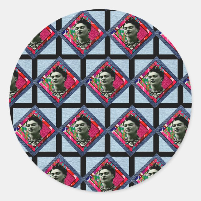 Adesivo Frida Kahlo Retro Pink Denim (Frente)