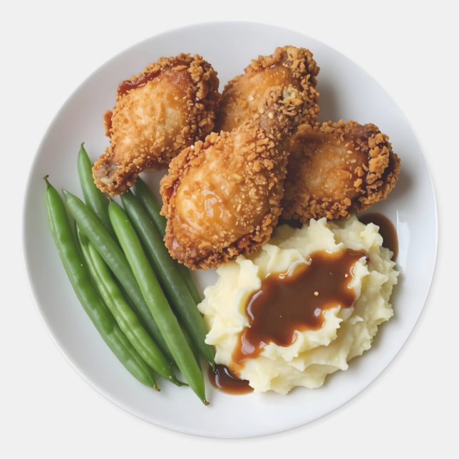 Adesivo Fried Chicken, Mashed Potatoes and Green Beans (Frente)