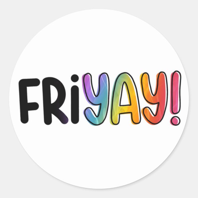 Adesivo Friyay Friday Weekend Rainbow Modern Simple (Frente)