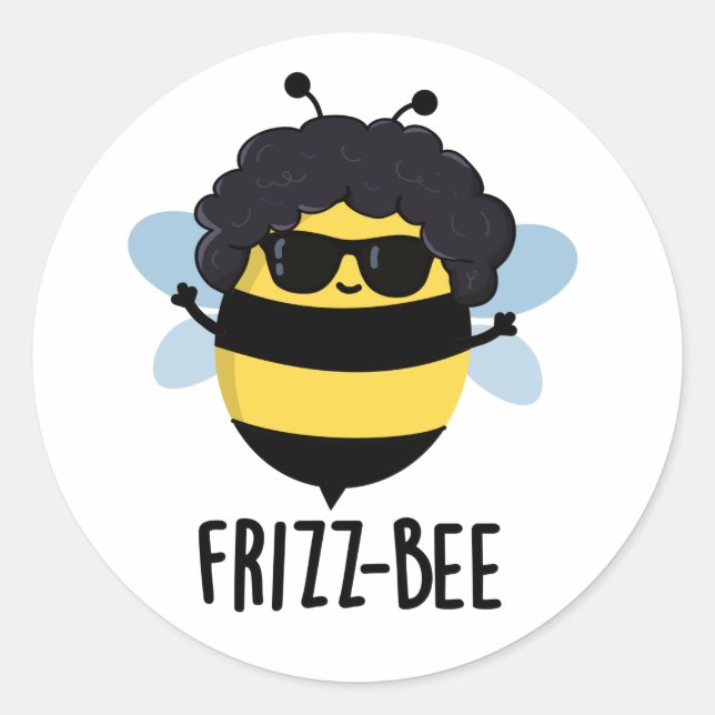 Adesivo Frizz-Bee Engraçado Afro Bee Pun (Frente)