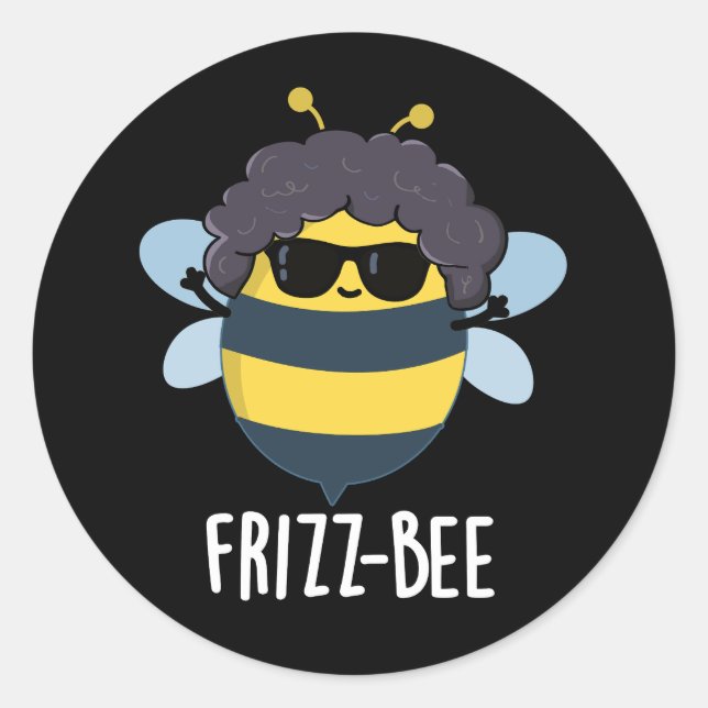 Adesivo Frizz-Bee Engraçado Afro Bee Pun Dark BG (Frente)