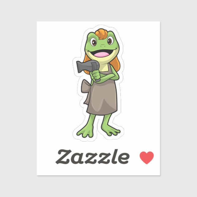 Adesivo Frog as Hairdresser with Hairdryer (Folha)