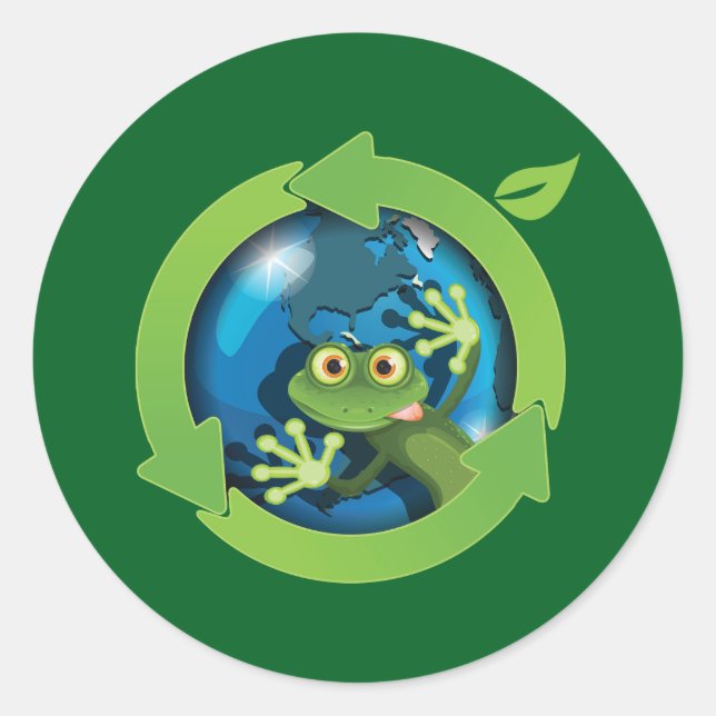 Adesivo Frog Earth Day Recycling Eco Friendly (Frente)