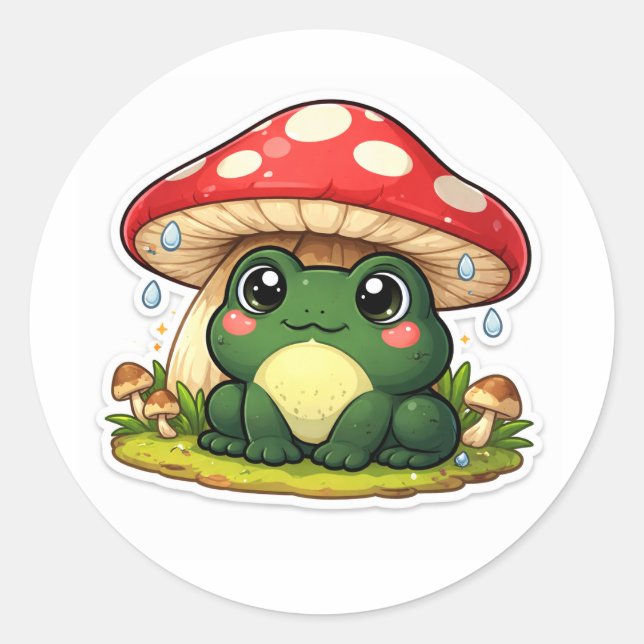 Adesivo Frog Under An Oversized Mushroom (Frente)