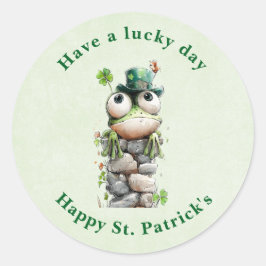 Adesivo Frog with Green Hat and Shamrock St. Patrick's Day