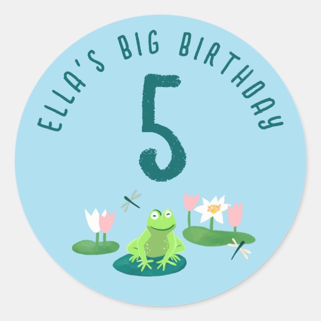 Adesivo Frogs and Lily Pads Cute Birthday Kids CUSTOM (Frente)
