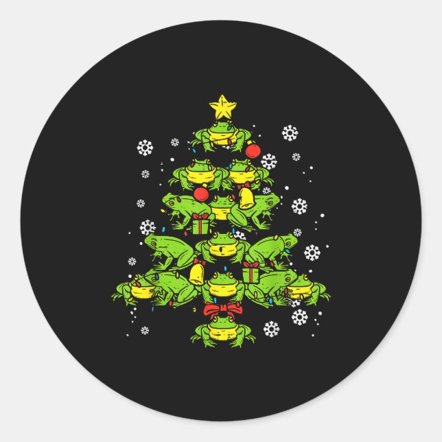 Adesivo Frogs Christmas Tree Animal Xmas Women Men Kids  (Frente)
