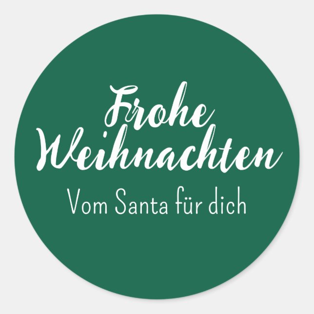 Adesivo Frohe Weihnachten green Merry Christmas in German  (Frente)