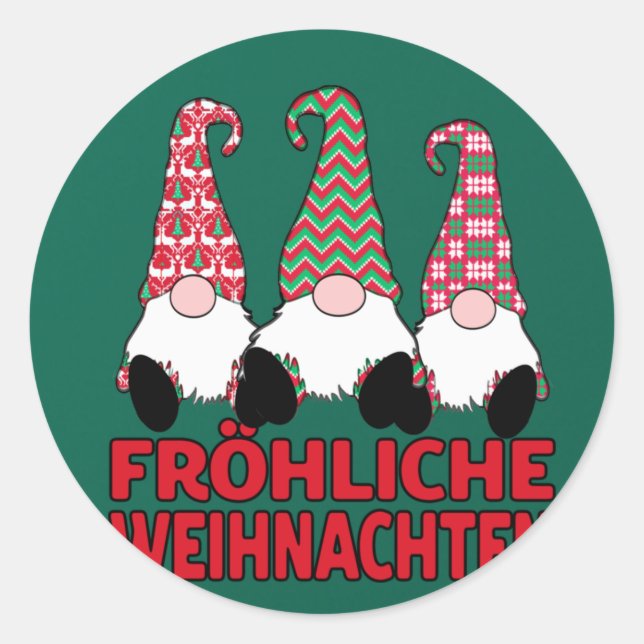 Adesivo Fröhliche Weihnachten Natal alemão Nórdico Gnom (Frente)