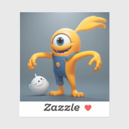 Adesivo „Fröhliches Einaugenmonster mit Geisterfreund“