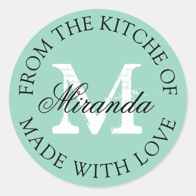 Adesivo From the kitchen of round classy custom monogram (Frente)