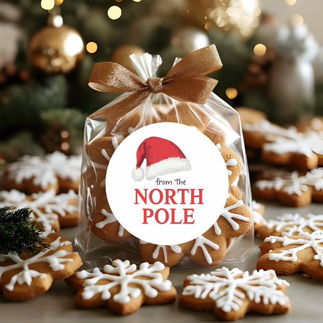 Adesivo From the North Pole Christmas Sticker | Santa Hat  (Criador carregado)