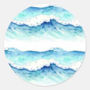 Adesivo Fronteira de Ondas do Oceano em Aquarela