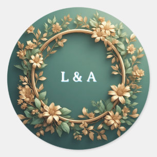 Adesivo Fronteira Floral em Folha de Ouro para Casamento ✨