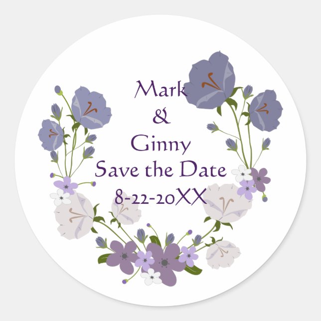 Adesivo Frota de Lavanda de Orquídea Roxa Salvar a Data (Frente)