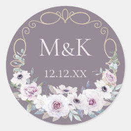 Adesivo Frota Floral de Rosa violeta com monogramas