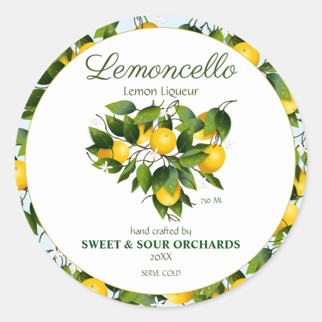 Adesivo Fruta cítrica limão Lemoncello (Frente)