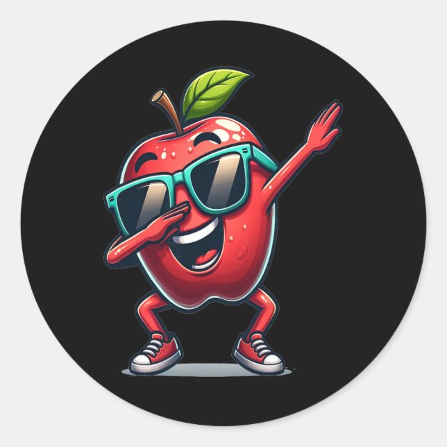 Adesivo Fruta de Apple Dancing Dabbing Apple (Frente)