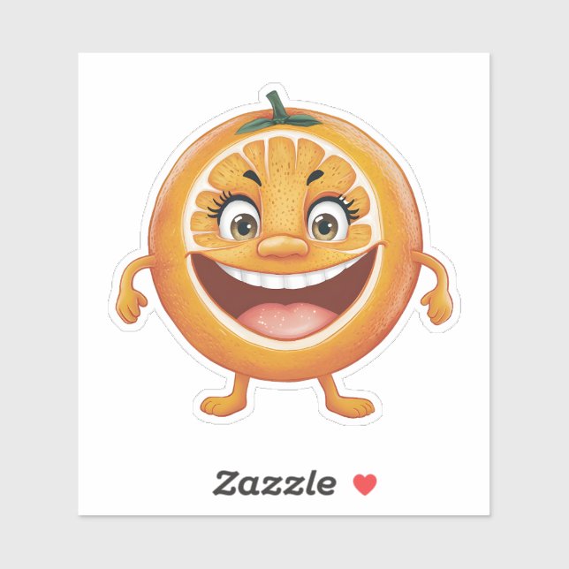 Adesivo Fruta de Cartoon Laranja de Sorriso Bonito (Folha)