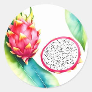 Adesivo Fruta de Dragão de Aquarela em Cores Negrito em Br