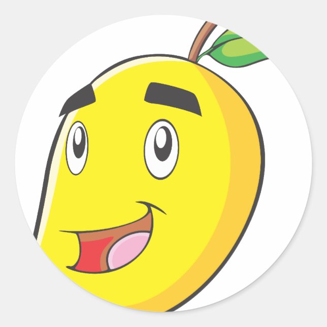 Adesivo Fruta de Mango Amarelo Feliz (Frente)