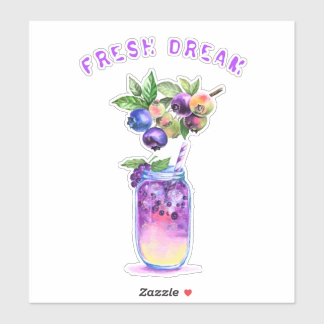 Adesivo Fruta de mirtilo, Suco de Bebida Legal (Folha)