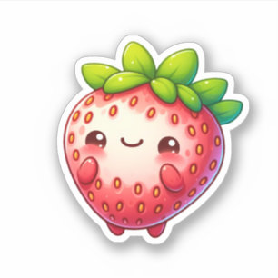 Adesivo fruta de morango kawaii fofo