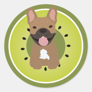 Adesivo Fruta do Buldogue Francês Kiwi