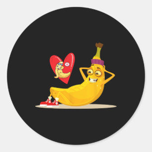 Adesivo Fruta Engraçada Banana Fazendo Sit-Up Crunch Para