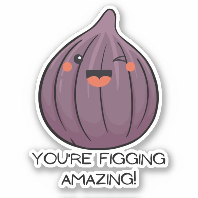 Adesivo Fruta engraçada fig kawaii face para garrafa de ág (Frente)