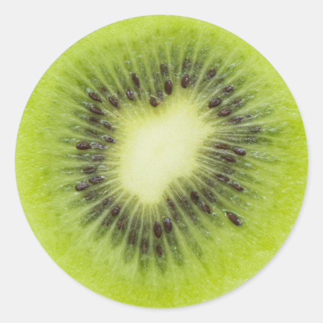 Adesivo Fruta fresca de kiwi. Fechamento de fatias redonda (Frente)