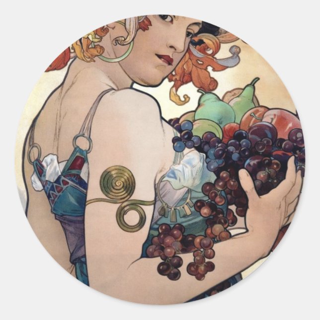 Adesivo Fruta por Alfons Mucha 1897 (Frente)