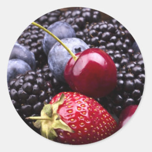 Adesivo Frutas De Verão Desagradáveis Numa Mesa De Madeira