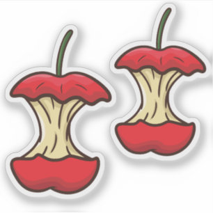 Adesivo Frutas divertidas com estilo Retro Apple Core
