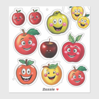 Adesivo Frutas e Maçã Vermelha Emoji Cheerful