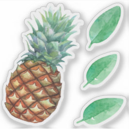 Adesivo Frutas tropicais de abacaxi e pintura aquosa em fo