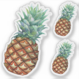 Adesivo Frutas tropicais de abacaxi e pintura aquosa em fo