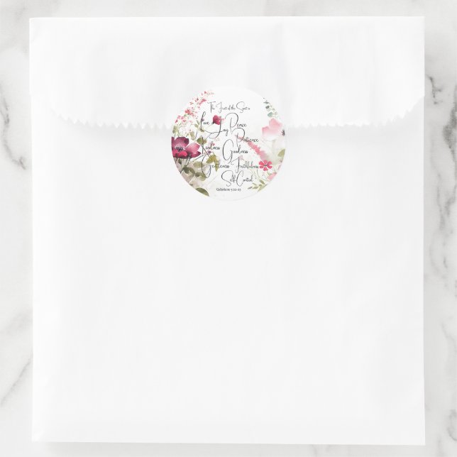 Adesivo Fruto do Espírito floral rosa (Bolsa)