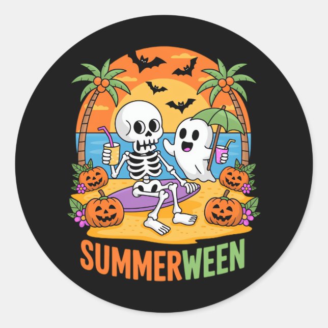 Adesivo Fu do Halloween de Summerwin Skeleton Ghost Beach (Frente)