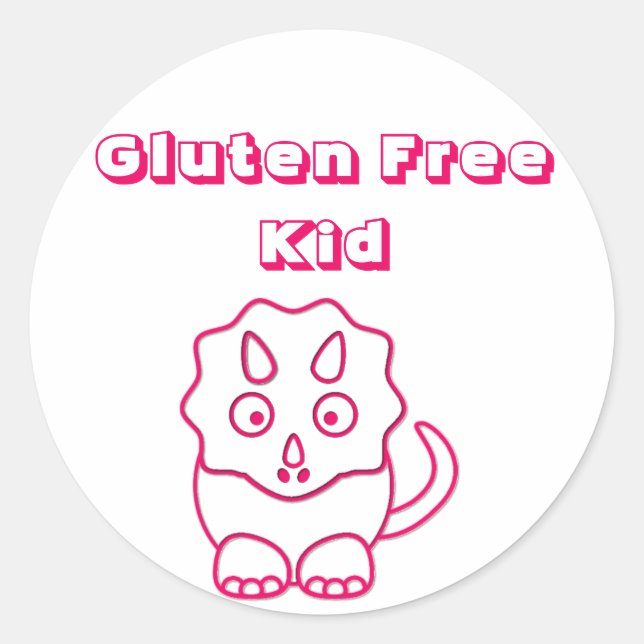 Adesivo Fuchsia Dino Gluten Free Kid Sticker (Frente)