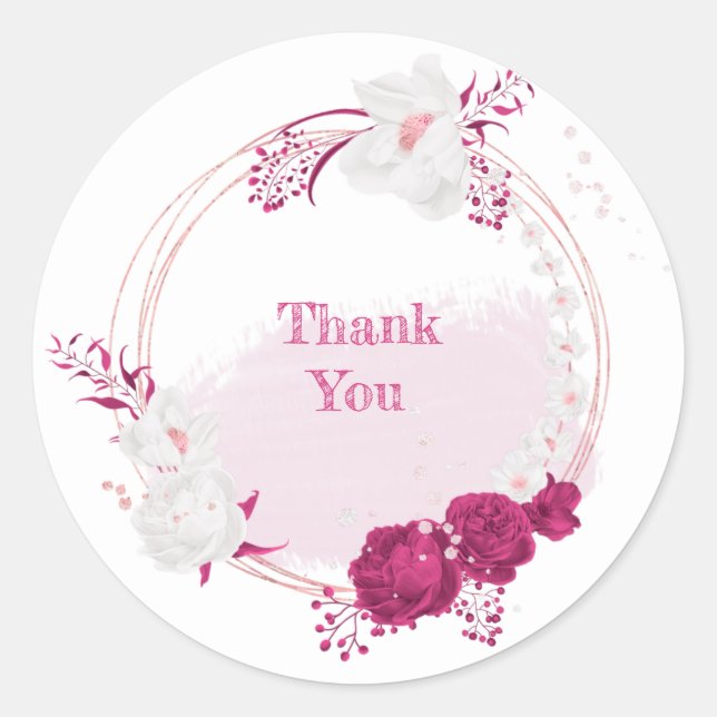 Adesivo fuchsia e casamento floral branco (Frente)