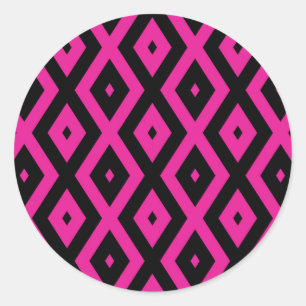 Adesivo Fuchsia e padrão de diamante preto