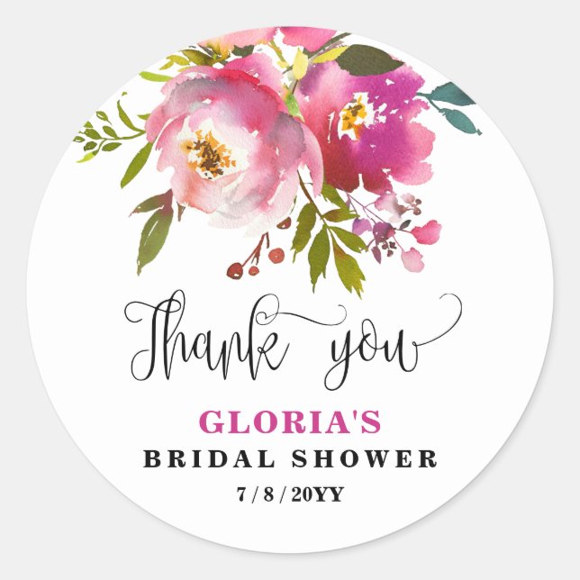 Adesivo Fuchsia Floral  Bridal Shower  (Frente)