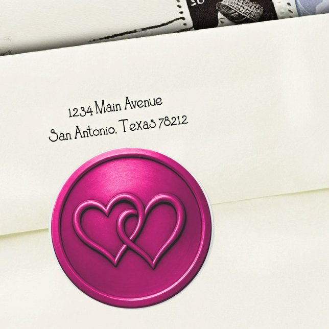 Adesivo Fuchsia Two Hearts Intertwined Wedding (Criador carregado)