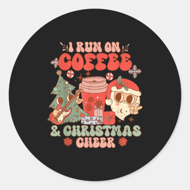 Adesivo Fueled By Coffee &amp; Christmas Cheer Funny Coffe (Frente)
