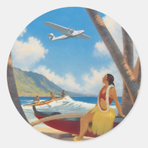 Adesivo Fuga do Paraíso Vintage Havaiano Hula Girl Aloha